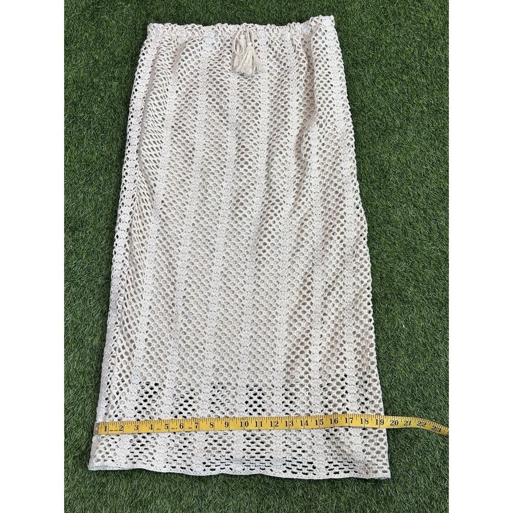 Lucy‎ Paris Crochet Knit Skirt Women Large Tan Beach - Picture 12 of 15